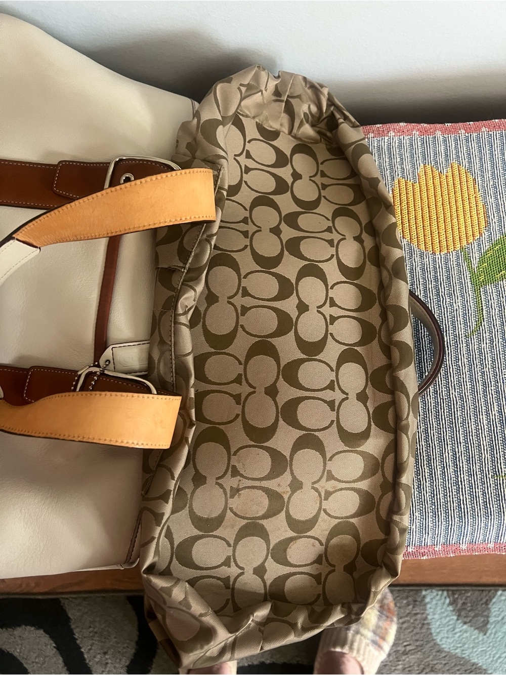 Vintage 2003 Coach Hampton Gallery Tote Cream and Brown Leather - Picture 9 of 15